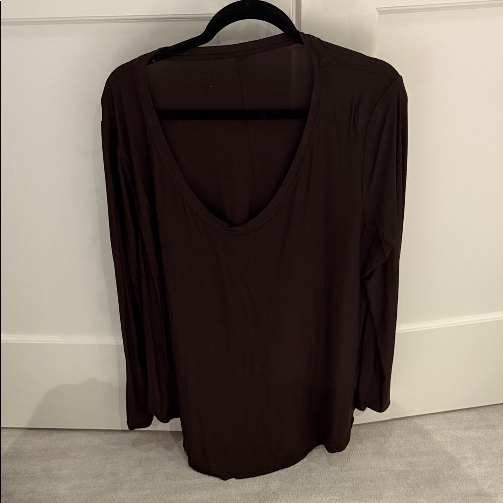 lululemon athletica Deep Brown Long Sleeve V Neck Top - All Yours Long Sleeve